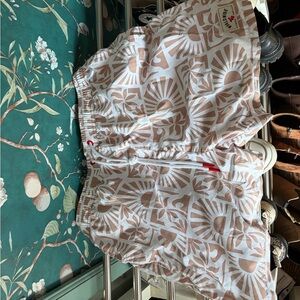 Beige and White Patterned Shorts